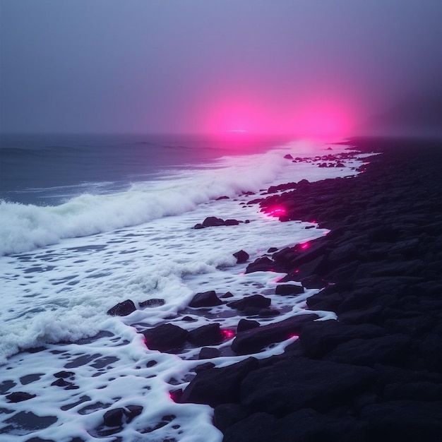 Photo a vibrant display of pink waves