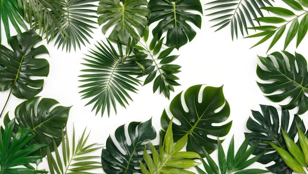 A vibrant display of tropical leaves and foliage ideal for nature inspired concepts