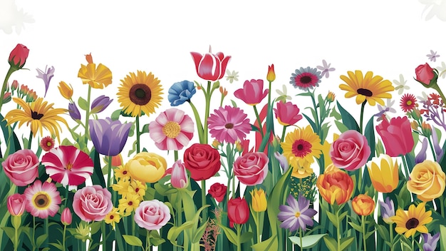 A vibrant and diverse collection of colorful flowers vector illustration AI generate