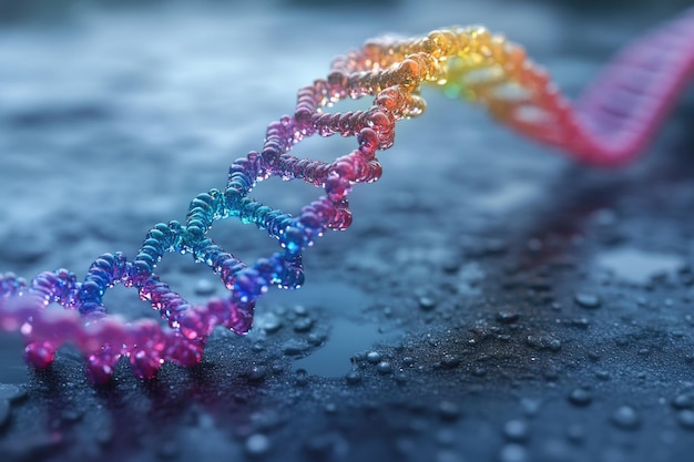 Photo vibrant double helix dna structure showcasing the beauty of genetic science and research