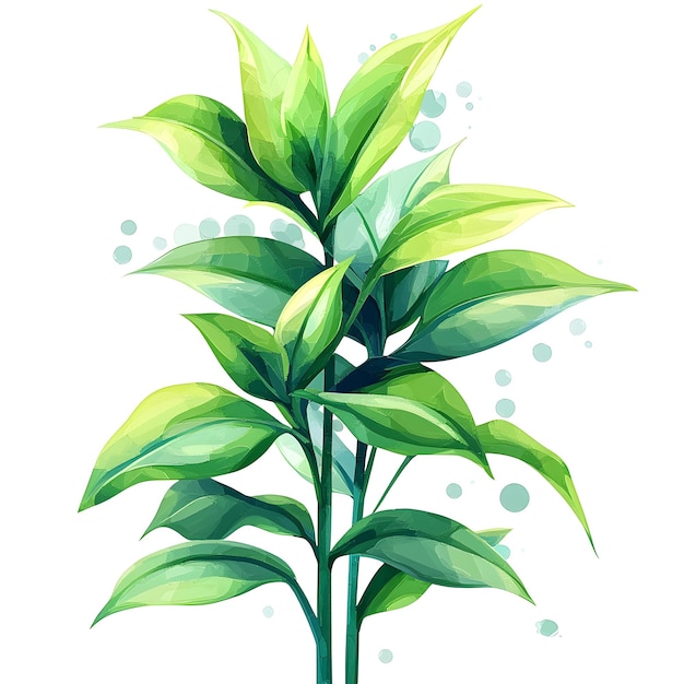 Vibrant Dracaena Houseplant with Striped Leaves in Watercolor Style on White Background