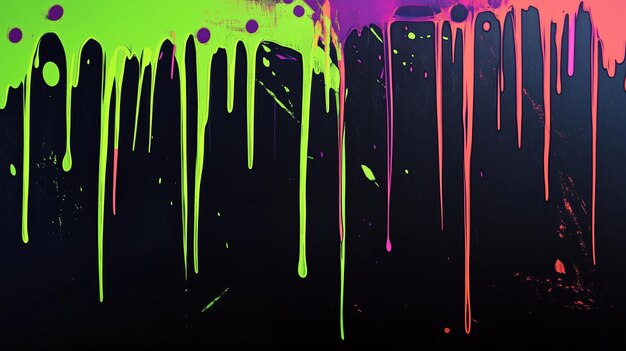 Photo vibrant dripping paint artwork with neon colors