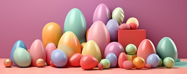 Vibrant Easter Eggs Arrangement on a Neutral Background A Timeless Holiday Tradition