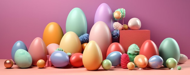 Vibrant Easter Eggs Arrangement on a Neutral Background A Timeless Holiday Tradition