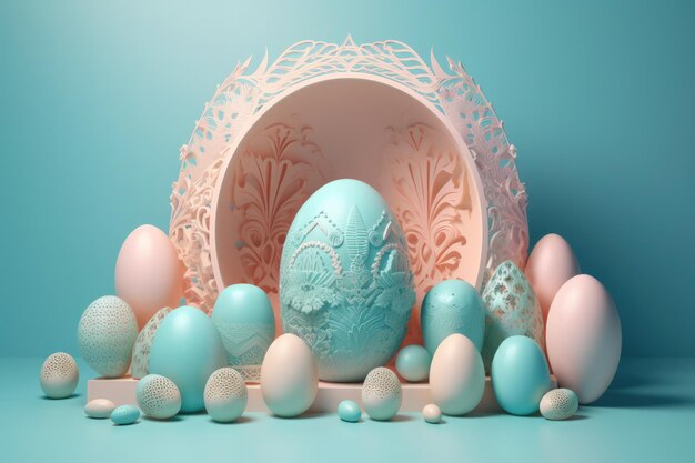 Vibrant Easter Eggs Arrangement on a Neutral Background A Timeless Holiday Tradition