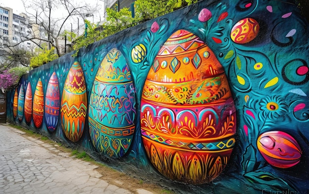 Vibrant Egg Mural Display