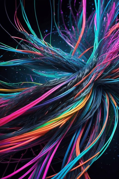 Vibrant electric cables vivid hues optical fiber and a background for technological image and new business trends Generative Ai