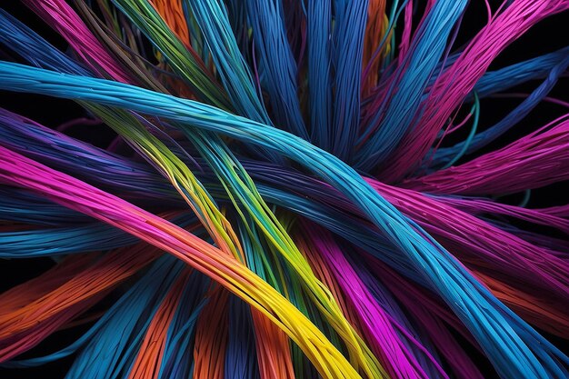 Vibrant electric cables vivid hues optical fiber and a background for technological image and new business trends Generative Ai