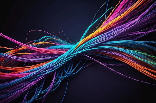 Vibrant electric cables vivid hues optical fiber and a background for technological image and new business trends Generative Ai