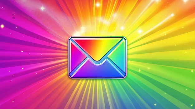 Photo vibrant email icon with rainbow symbolizing colorful communication bright and engaging graphic representing dynamic and inclusive digital communication