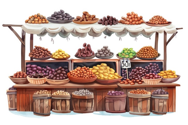 Vibrant Emirati Market Stall with Fresh Dates