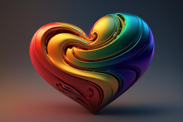 A vibrant and energetic heart with a rainbow gradient and a 3D effect