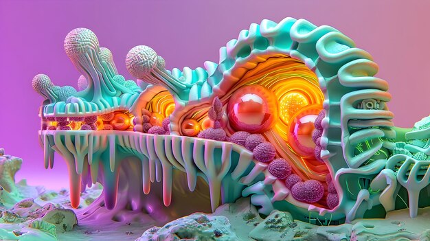 Vibrant Epidermal Layers A Futuristic Botanical of Plant Microstructures