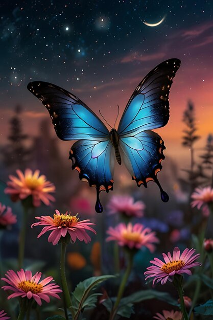 A vibrant ethereal butterfly