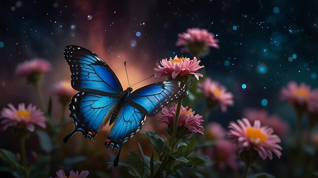 A vibrant ethereal butterfly