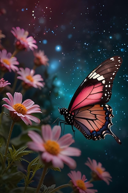 A vibrant ethereal butterfly