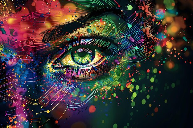 Photo vibrant and ethereal eye artwork depicting the beauty of imagination