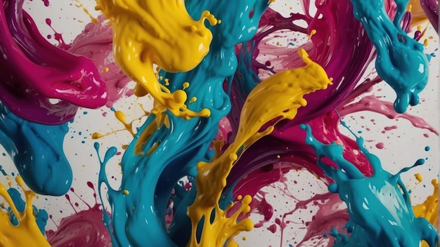 Vibrant explosion of colorful paint splashes