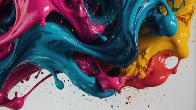 Vibrant explosion of colorful paint splashes