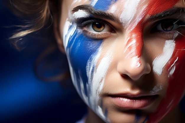 Vibrant Face Paint Celebrating France National Team