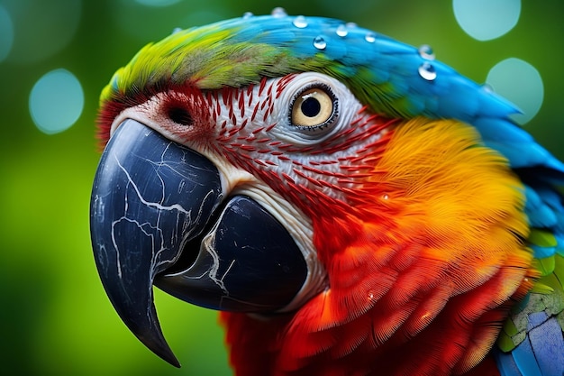 Vibrant Feathers Tropical Macaw Perched Generative AI