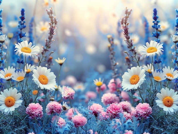 Vibrant Field of Flowers Digital Artwork