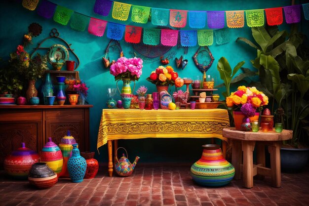 Vibrant Fiesta Decor Background Image