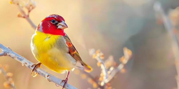 Vibrant Finch Perched on Branch in Arizona Blurred Background Horizontal Wildlife Photography Concept Wildlife Photography Vibrant Colors Arizona Bird Watching Nature Scenes