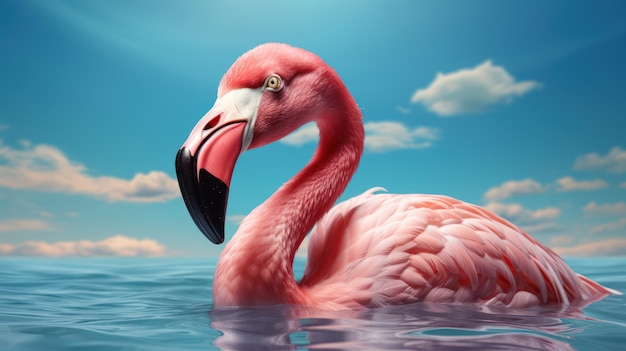 Vibrant Flamingo Float Tropical Poolside Relaxation with Inflatable Fun Ai generated Photo