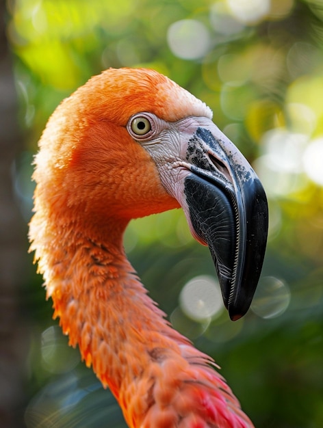 Vibrant Flamingo Portrait with Bokeh Background Exotic Wildlife Photography