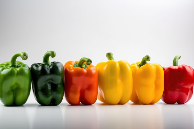 Vibrant and Flavorful Assorted Bell Peppers in a Group Shot