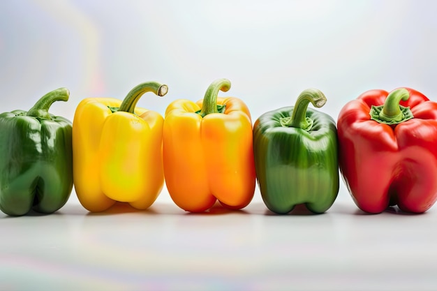 Vibrant and Flavorful Assorted Bell Peppers in a Group Shot