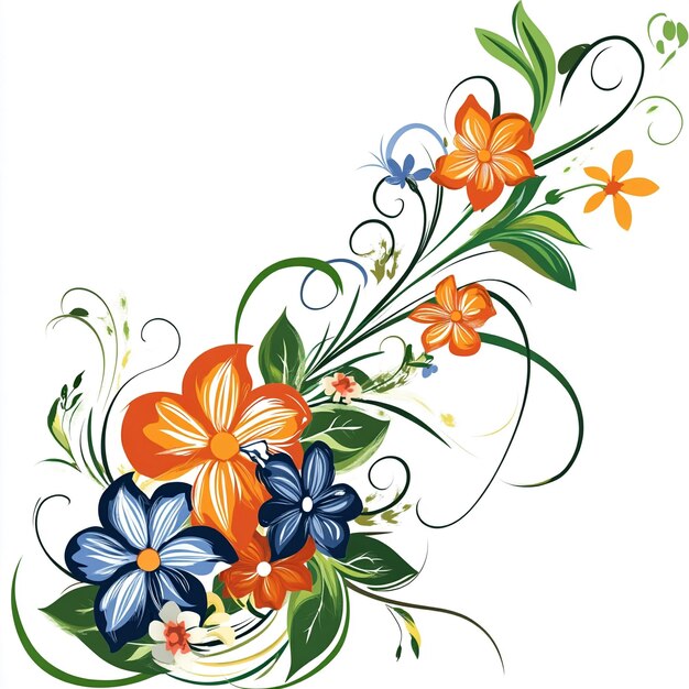 Photo vibrant floral clip art elegant blossoms and swirling greenery for fresh and creative designs