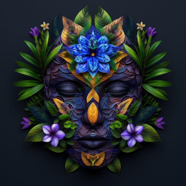 Photo vibrant floral fantasy mask