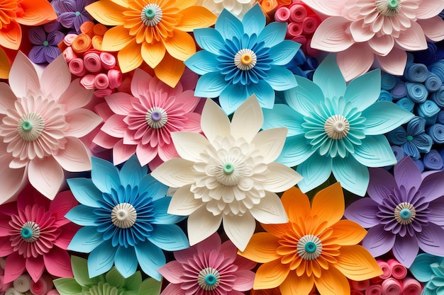 Vibrant Floral Paper Hexagon Texture