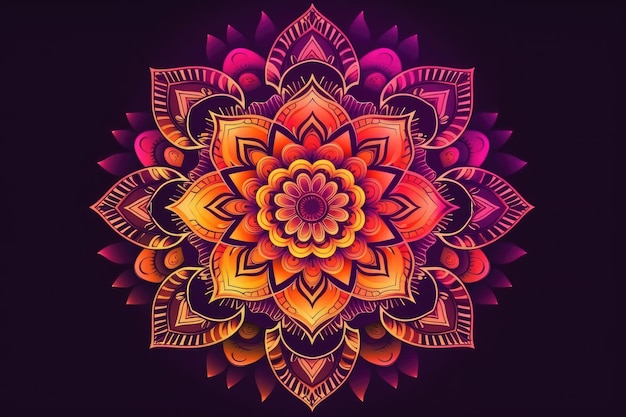 Vibrant Flower on a Black Background Generative AI