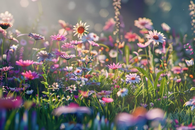 Vibrant Flower Garden on a Clean White Background