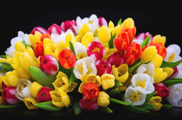 A vibrant flower spring bouquet with red and yellow tulips a representation the springtime