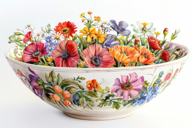 Vibrant Flowers in Decorative Holiday Bowl