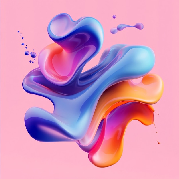 Vibrant Fluid Dreams Holographic 3D Abstract Shapes in Motion