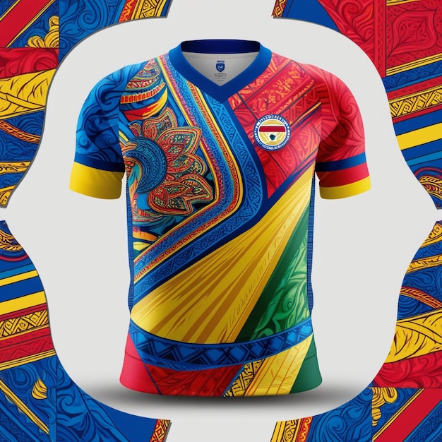 Vibrant football jersey vector illustration with batik theme