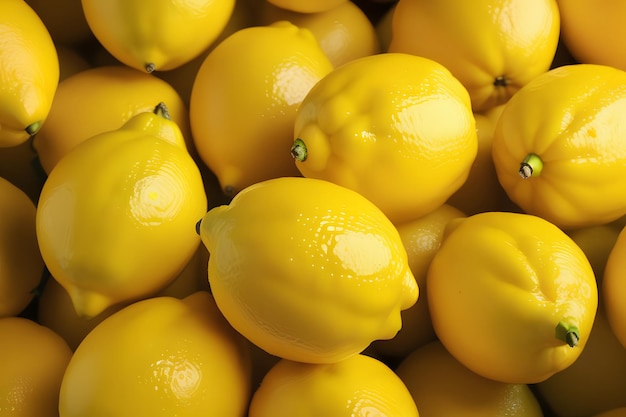 Vibrant and Fresh Abundance of Ripe Yellow Lemons Stacked Together