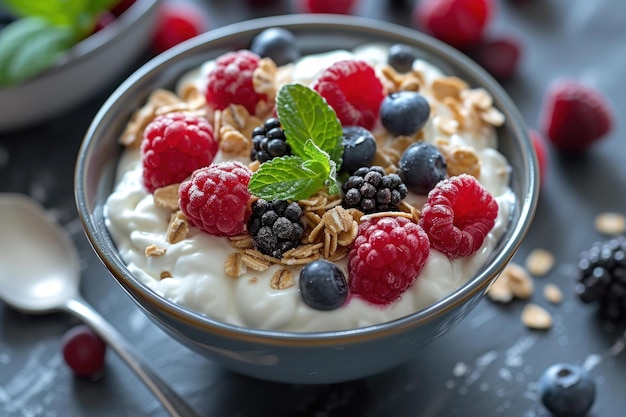 Vibrant Fresh berries yogurt Generate Ai