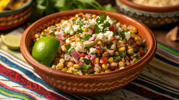 Vibrant and Fresh Black Bean Corn Salad in Rustic Bowl