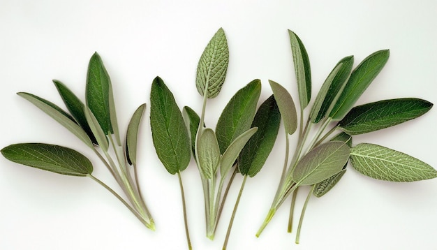 Photo vibrant freshness green sage leaves on isolated white background capturing nature's essence