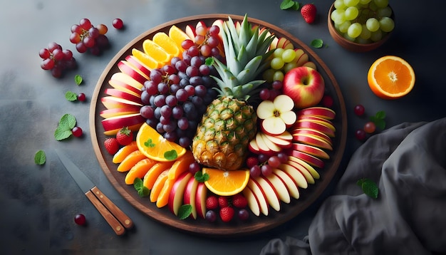 Photo vibrant fruit platter with cheese