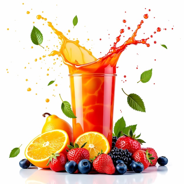 Photo vibrant fruit splash a refreshing explosion of citrus berries and tropical flavors