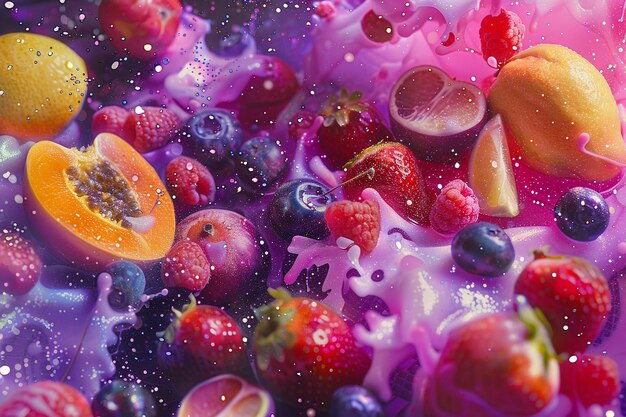 Photo vibrant fruit splash