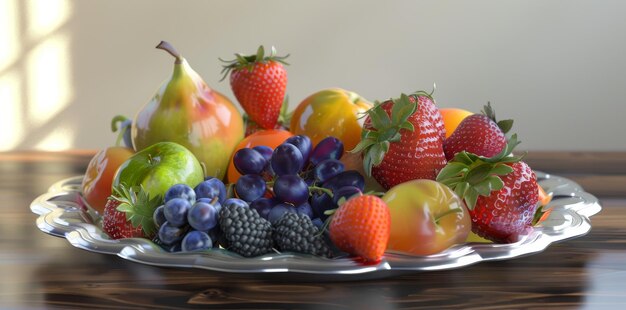 Photo vibrant fruit tray fresh and colorful fruit selection concept