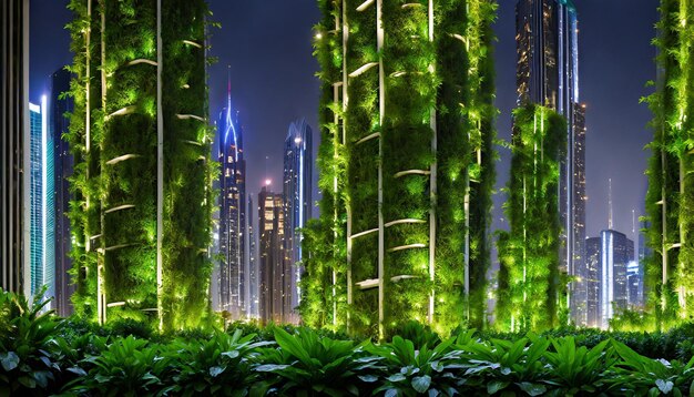 vibrant future cityscape adorned with lush greenery symbolizes ecoconscious optimism and sustaina